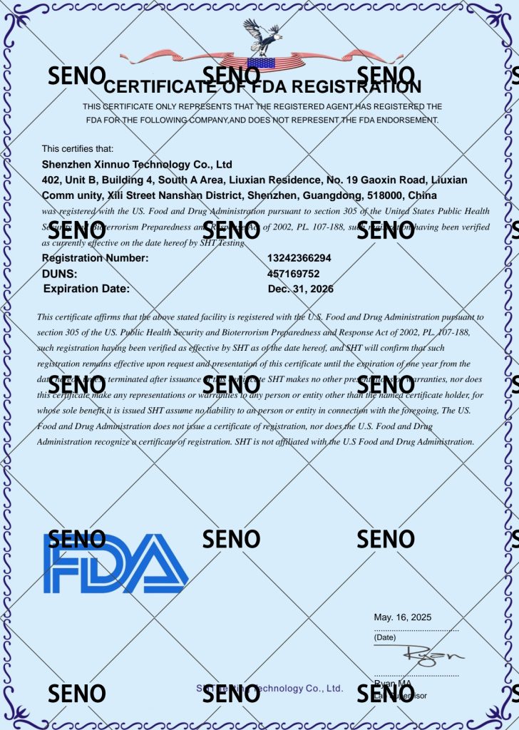 SENO Oral Films Achieve 5 Major Certifications of R&D-FDA